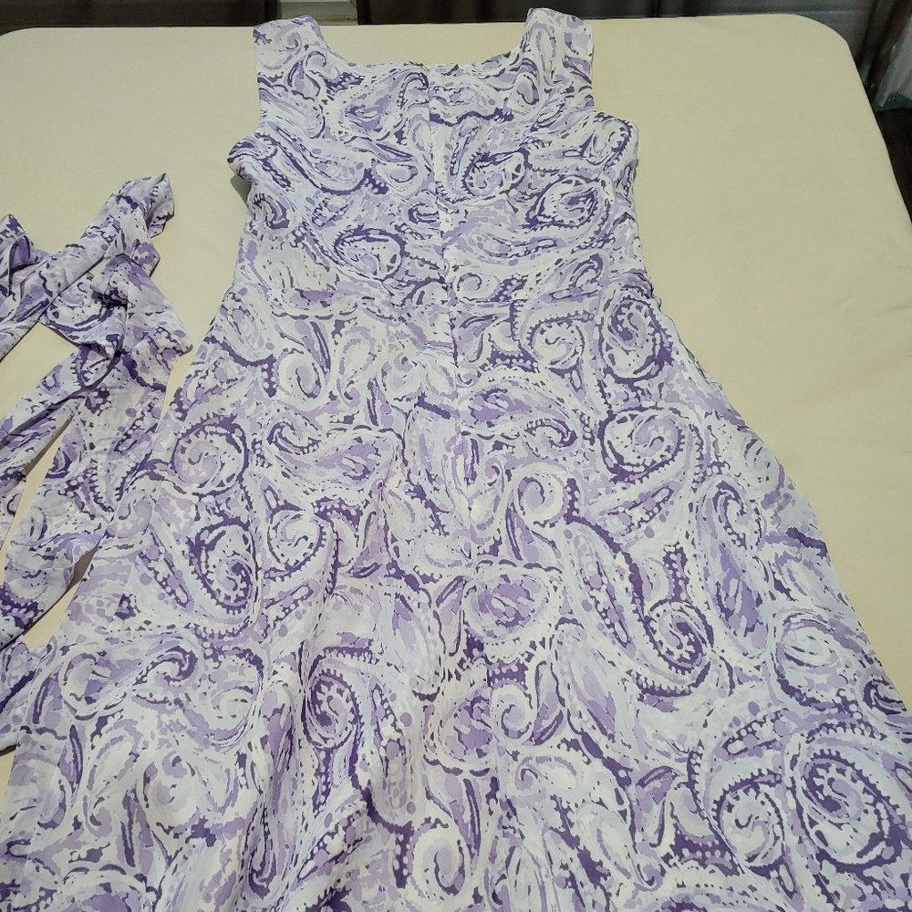 Black Label Evan Picone Purple Paisley Sleeveless Dress